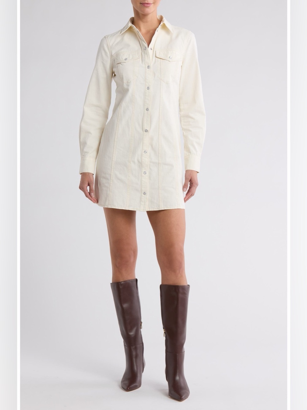 VERONICA BEARD Tami Long Sleeve Denim Shirtdress (123)